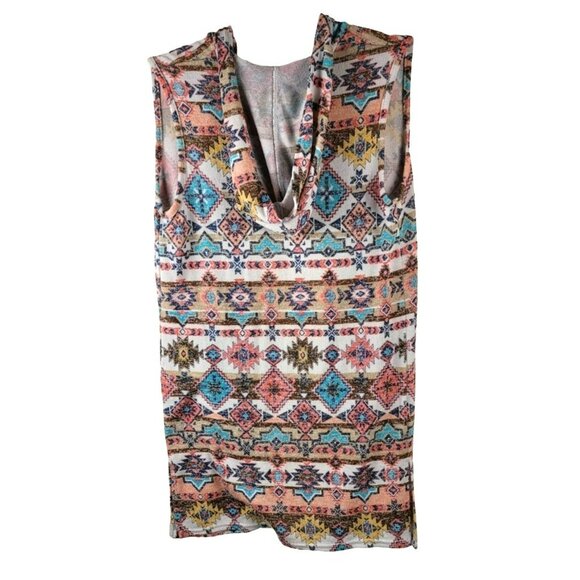 Woman's Hooded Poncho Jacket Cardigan Long Top Layer Multi-Colored Size L JH1153 - Picture 2 of 3